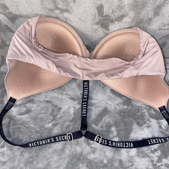 Victoria's Secret Uplift Demi Bra 36DDD Front Closure Logo Strap Nude Beige - Picture 10 of 10